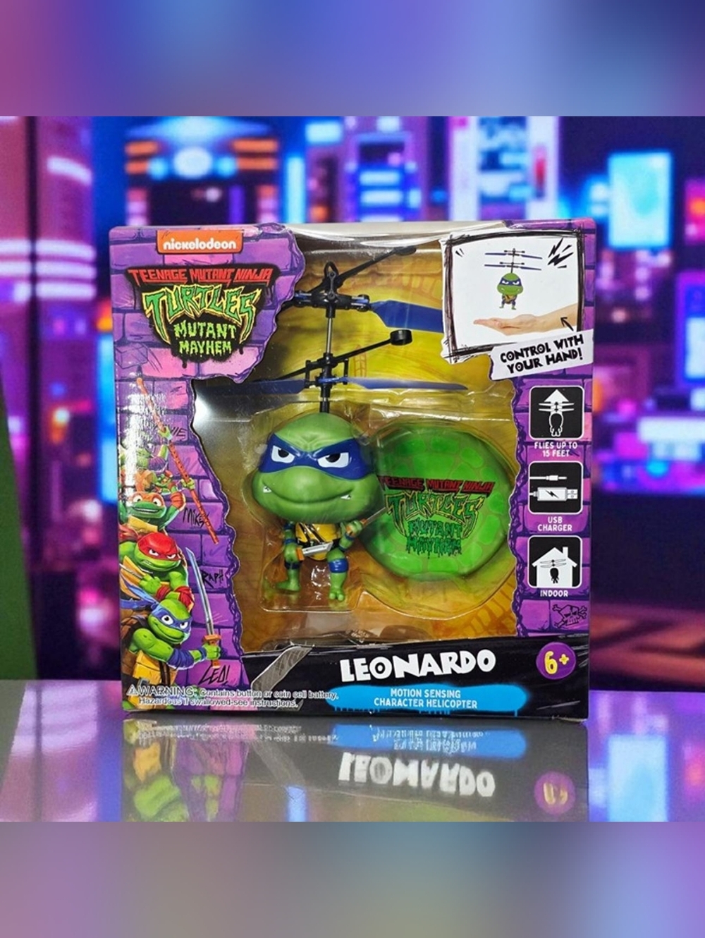 TMNT Mutant Mayhem Leonardo Motion Sensing RC Helicopter Toy NEW